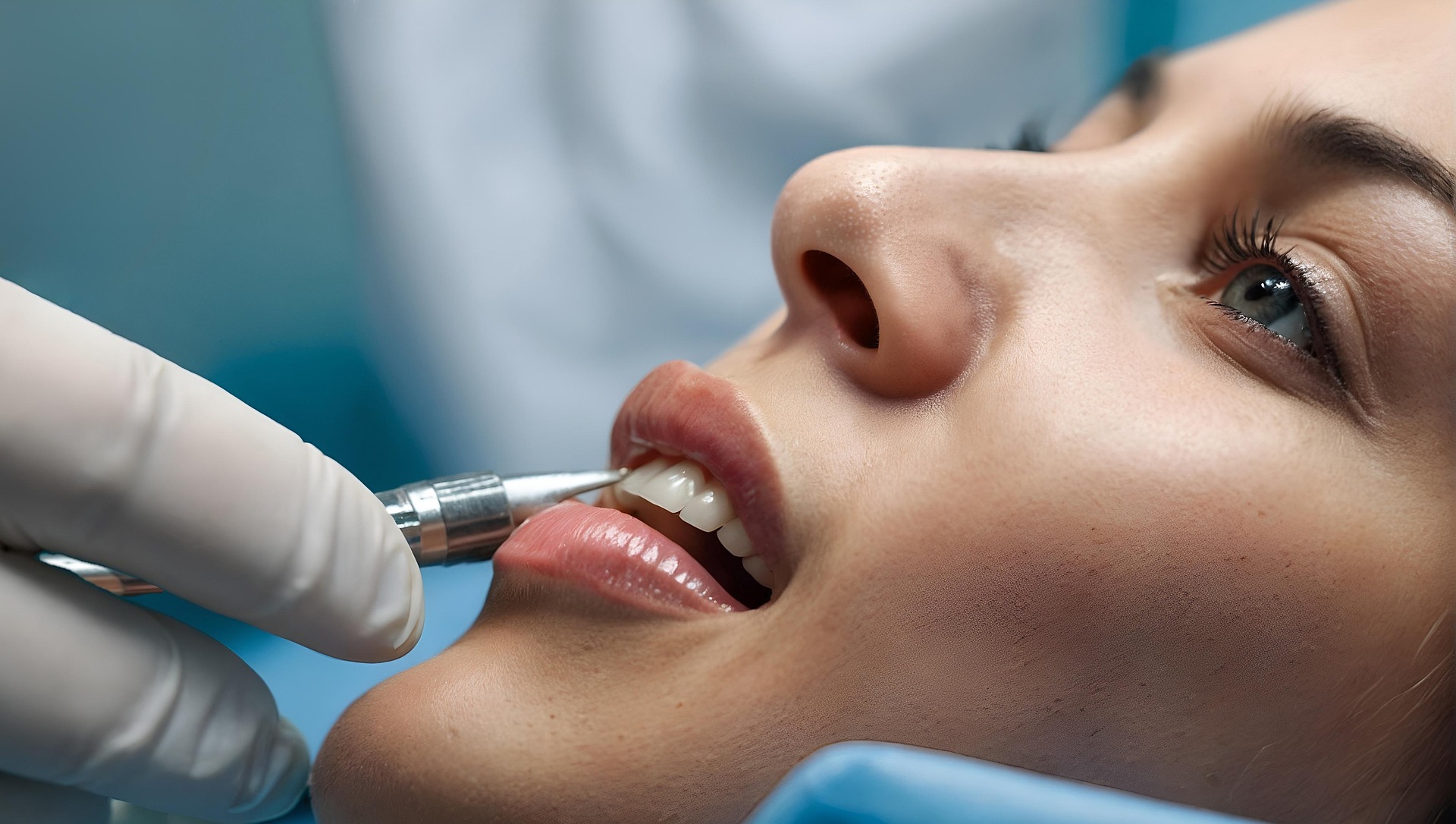 modern dental tools in tray